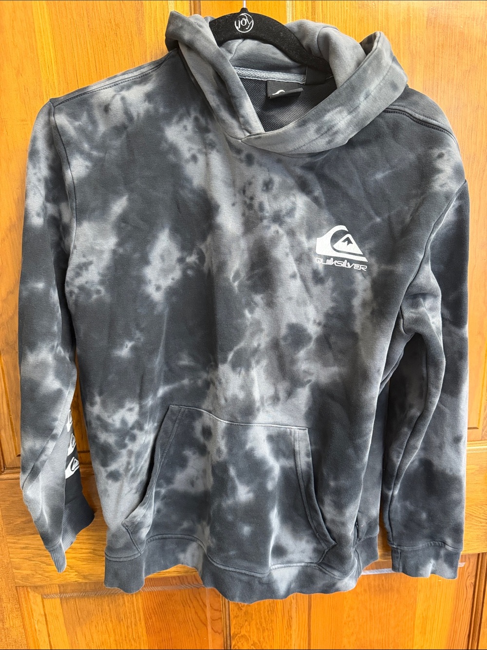 Quiksilver youth Large Black & Gray Tie-Dye Pullover Hoodie